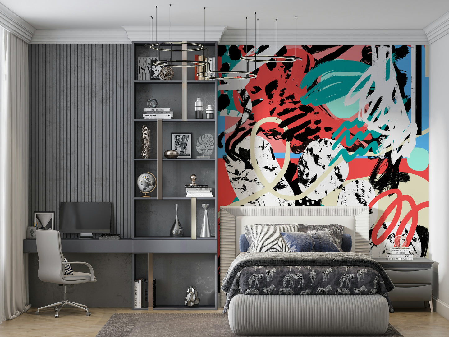 A serene celestial pattern wall mural for mystical decor.