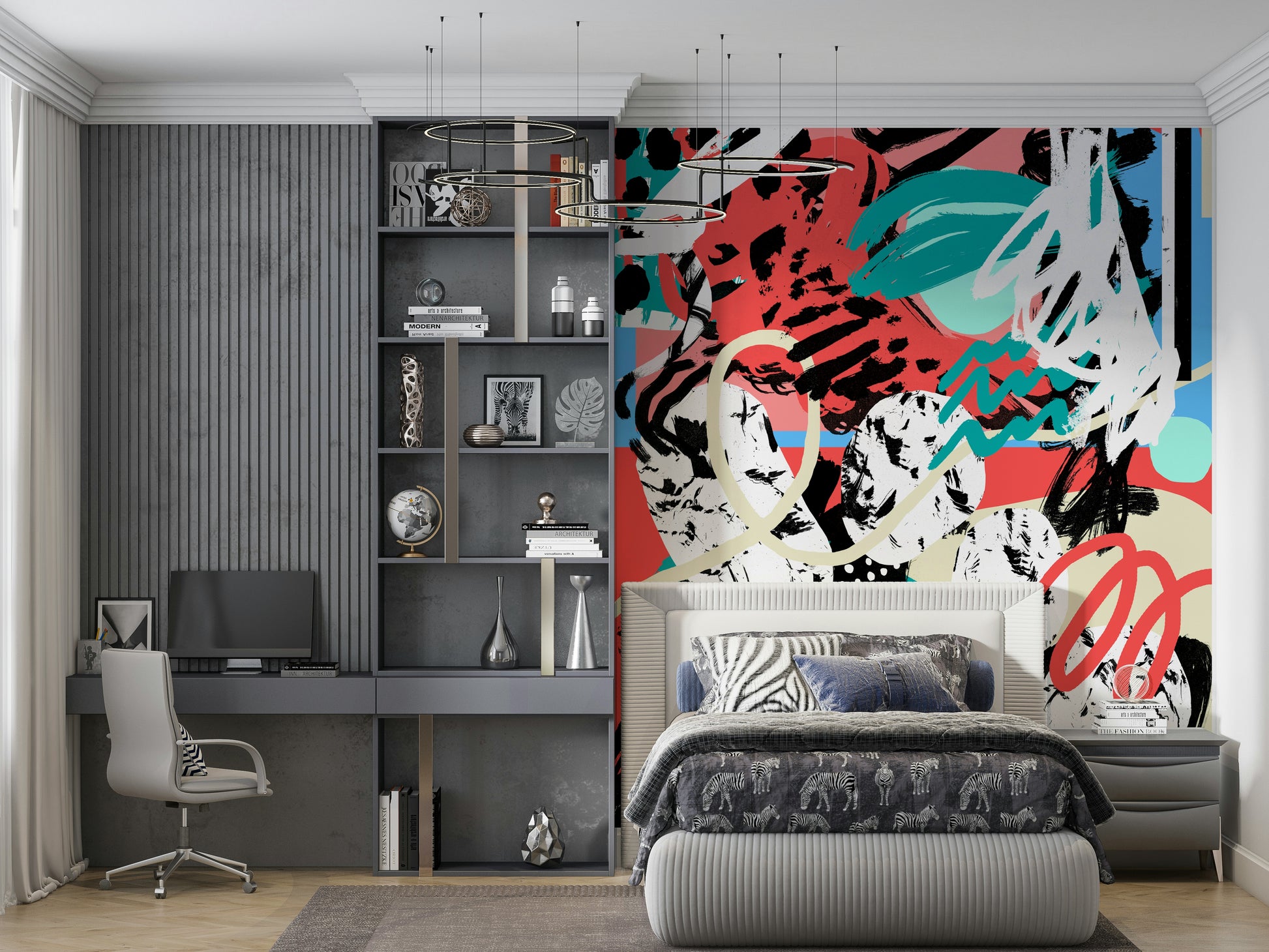 A serene celestial pattern wall mural for mystical decor.