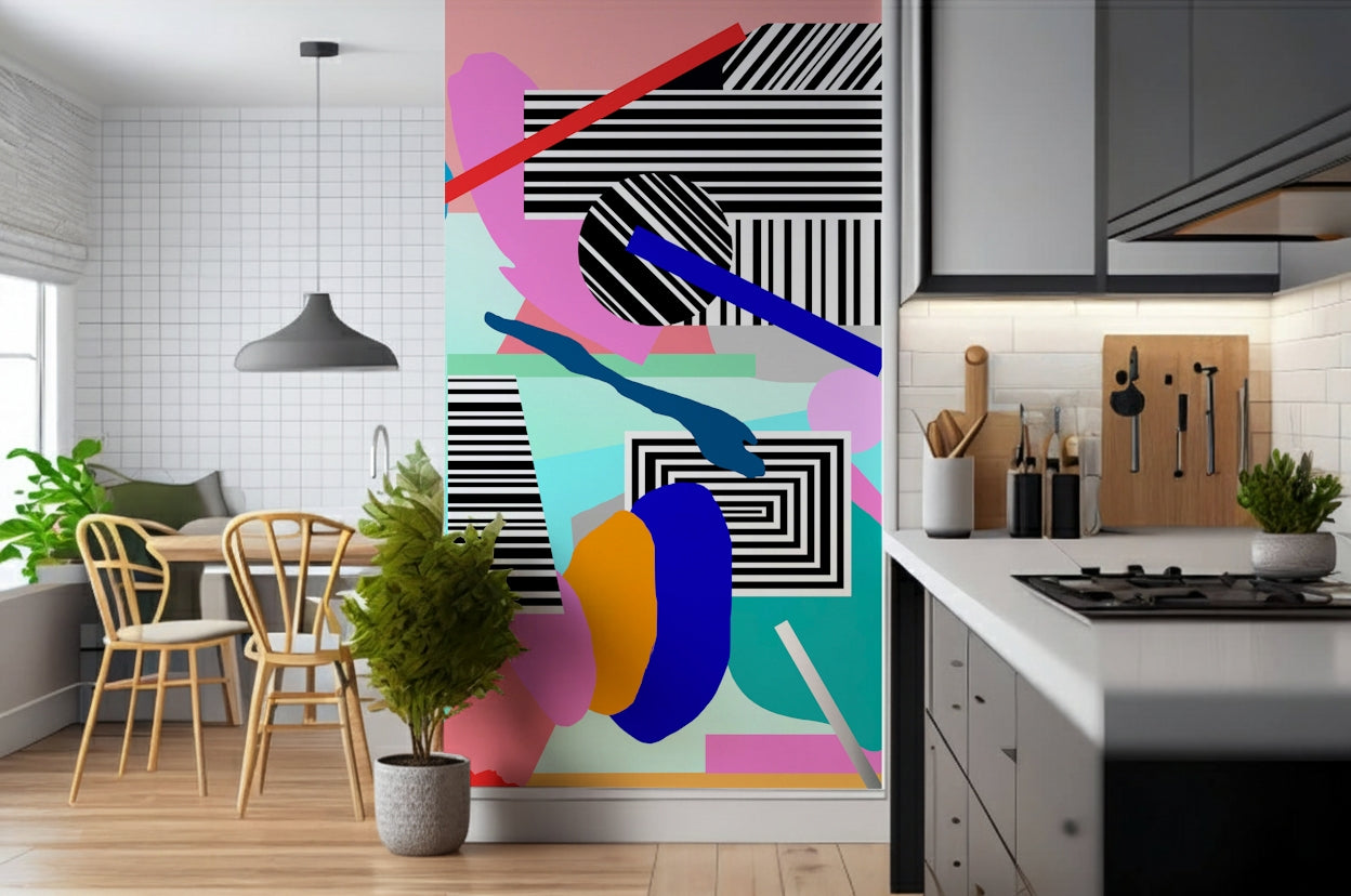 A beautiful wide-angle wall mural of abstract motion.

