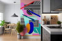 A beautiful wide-angle wall mural of abstract motion.

