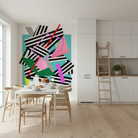 A beautiful abstract stripe wallpaper mural for a modern home.

