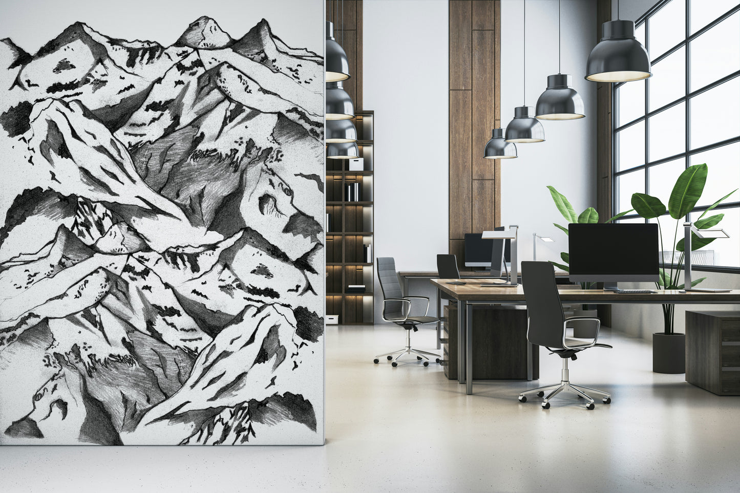An artistic nature inspired mural for home decor.

