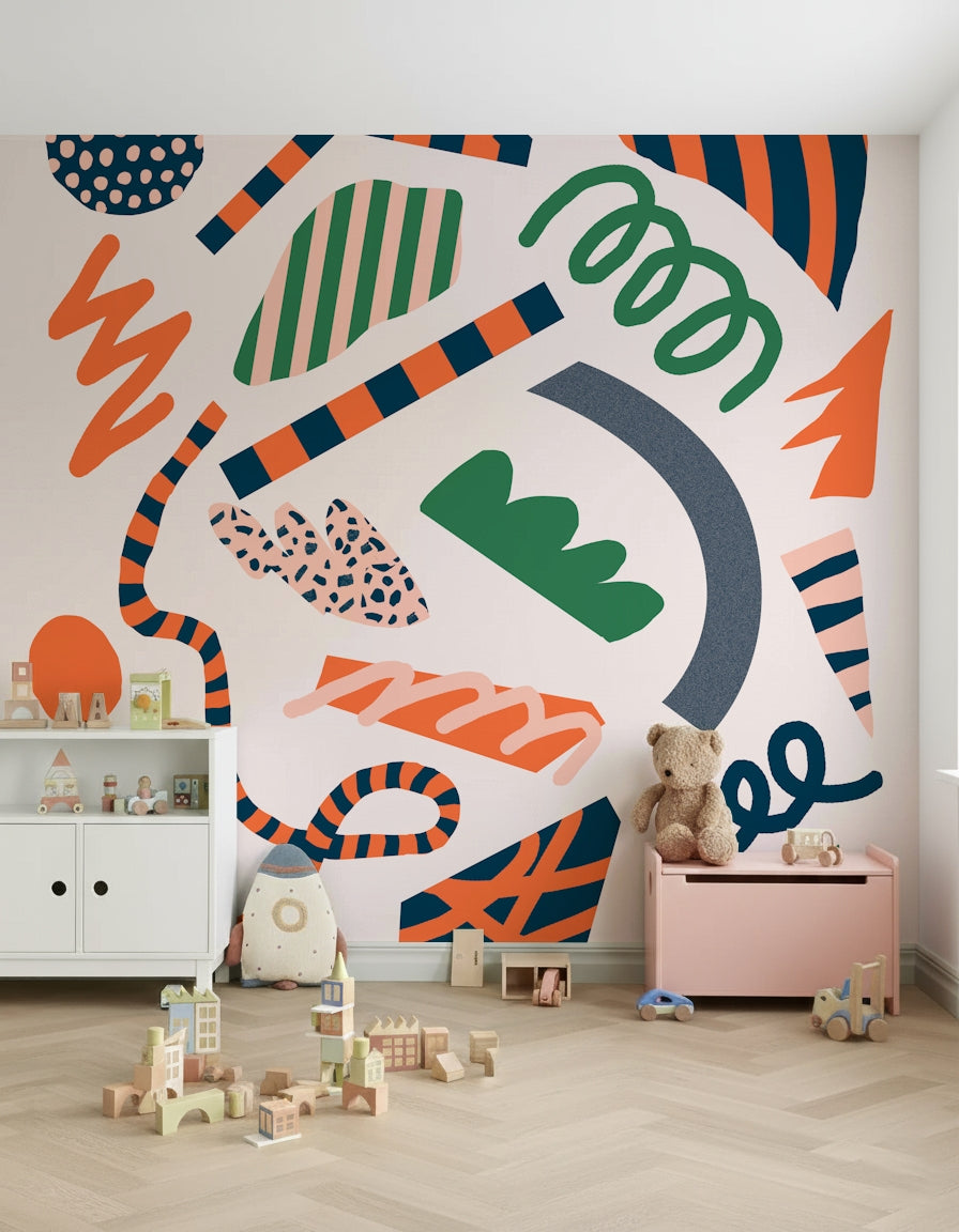 A graceful subtle pattern wall mural in cool, bold tones.

