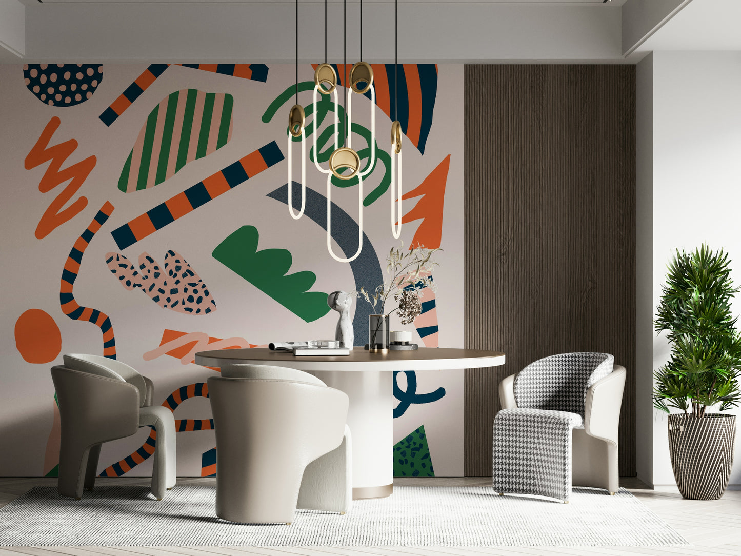 A beautiful abstract pop art wallpaper mural for a modern home.

