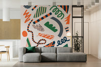 A calming modern pattern wallpaper mural that defines a space.

