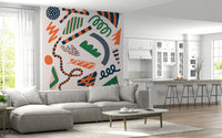 A beautiful modern art wall mural for a living room.

