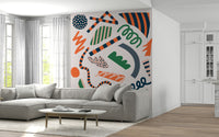 A serene colorful geometric wall mural for vibrant decor.

