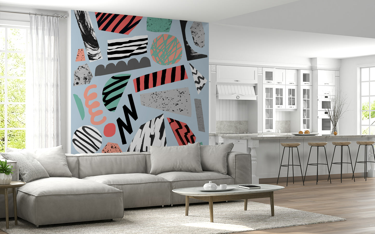 An artistic nature inspired mural for home decor.

