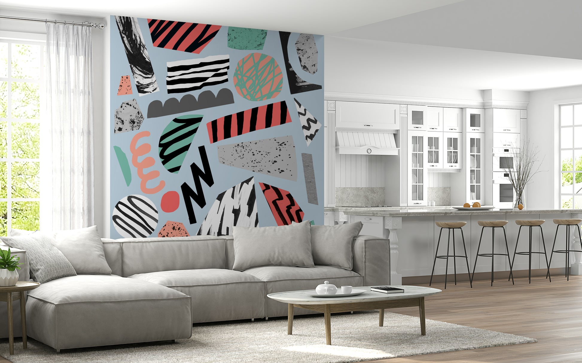 An artistic nature inspired mural for home decor.

