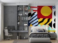 An artistic minimalist design mural for home decor.

