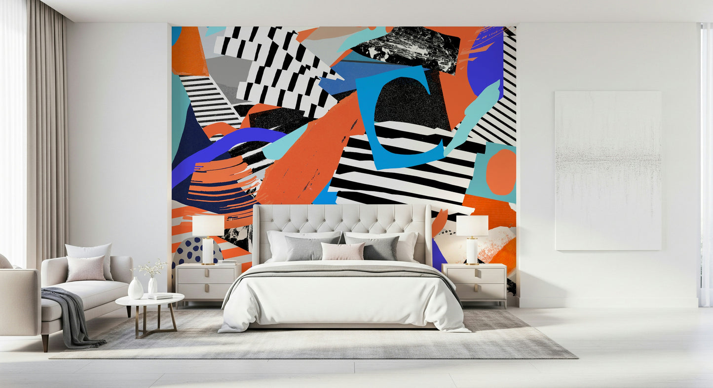 A graceful subtle tone wall mural in warm, orange tones.

