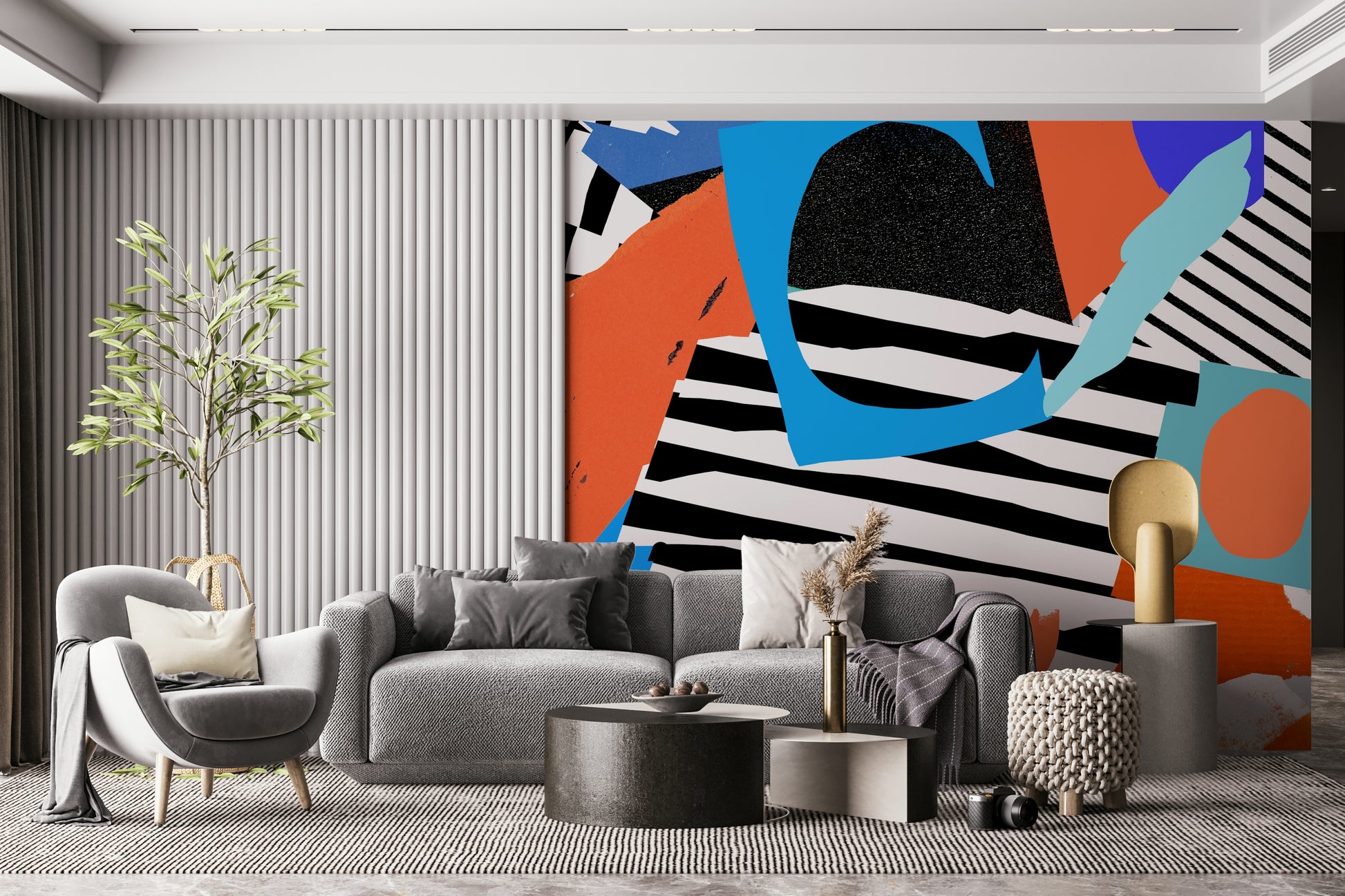 A peaceful abstract gradient mural on decorative wallpaper.

