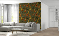 A calming abstract design wallpaper mural that defines a space.

