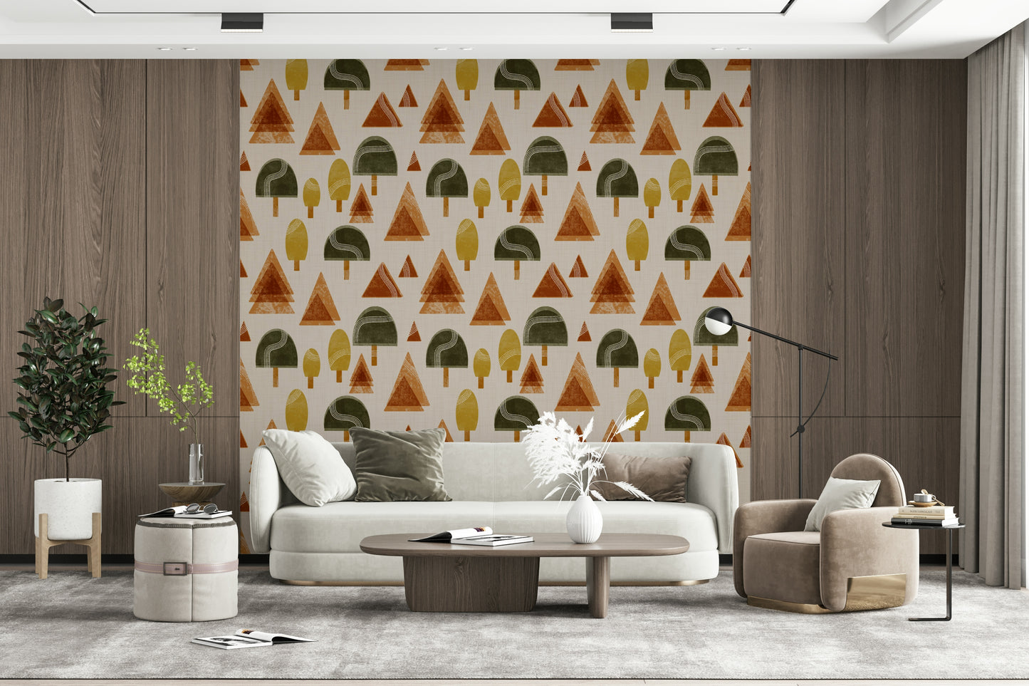 A classic mid-century modern wallpaper for walls.

