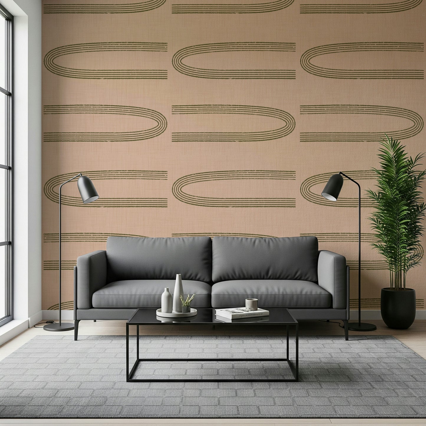 A beautiful modern art wall mural for a living room.

