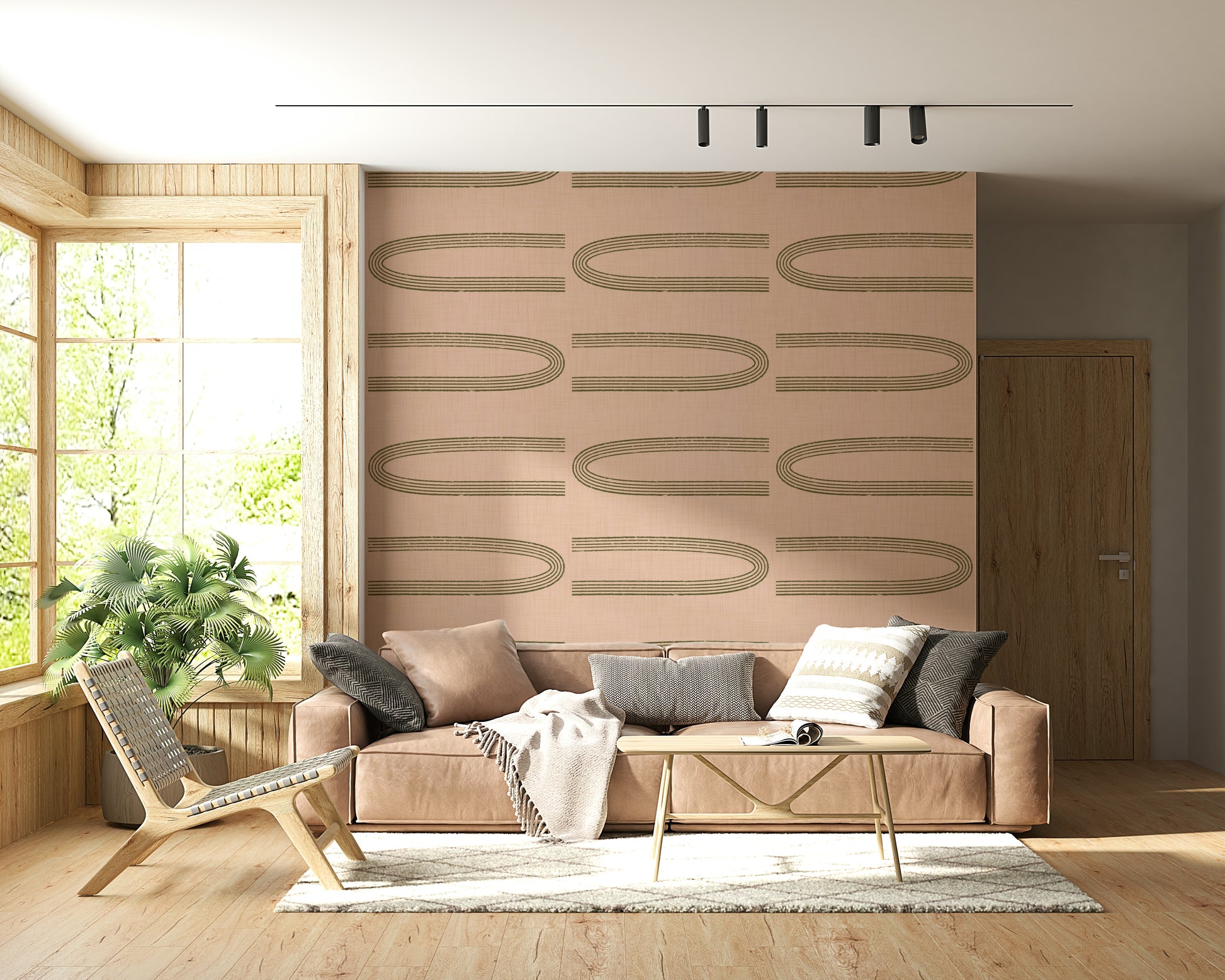 An artistic abstract shape mural for home decor.

