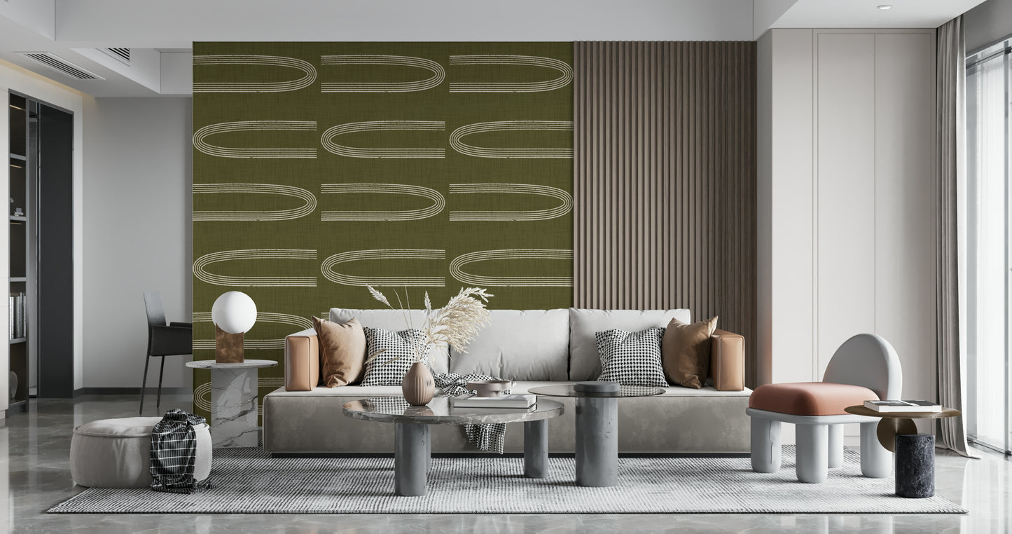 A calming modern design wallpaper mural that defines a space.

