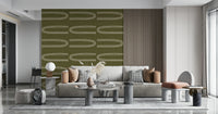 A calming modern design wallpaper mural that defines a space.


