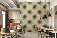 A beautiful modern art wall mural of linen flowers.

