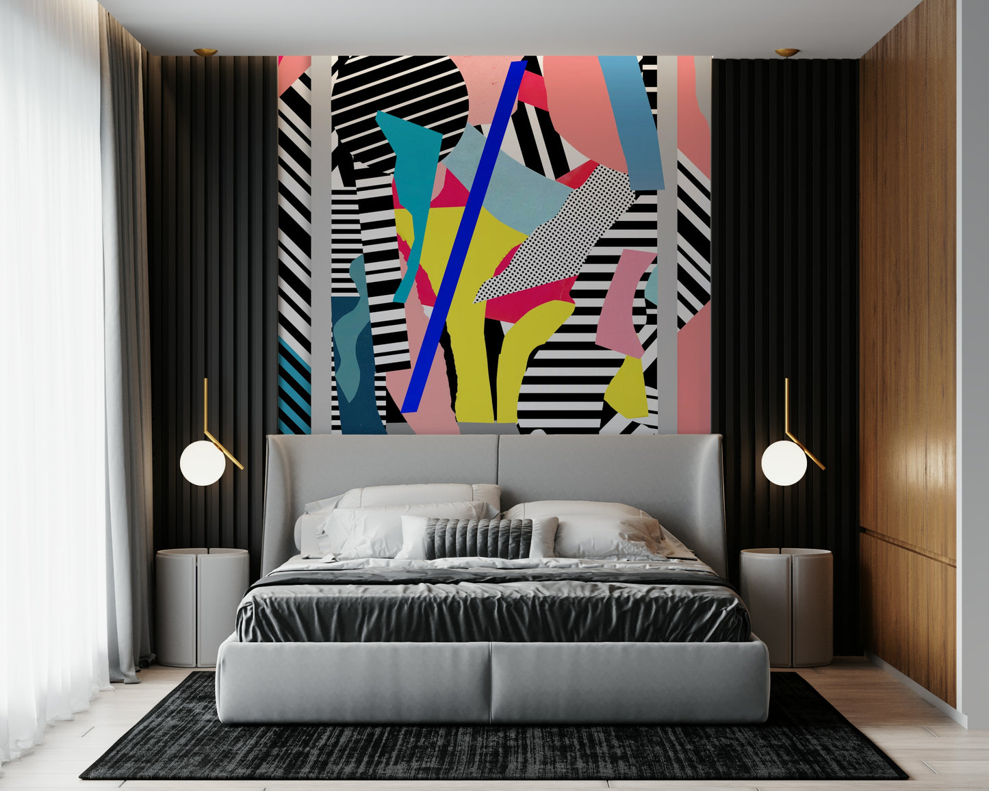 A peaceful open world mural on decorative wallpaper.