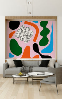 A beautiful abstract art wallpaper mural with subtle, cool tones.