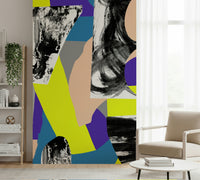 A calming abstract design wallpaper mural that defines a space.
