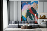 A beautiful abstract art wallpaper mural with harmonious color blocks.