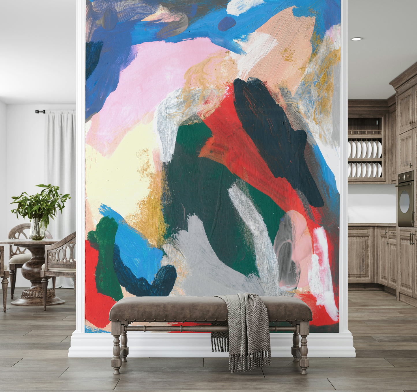 A beautiful modern art wall mural of delicate color.