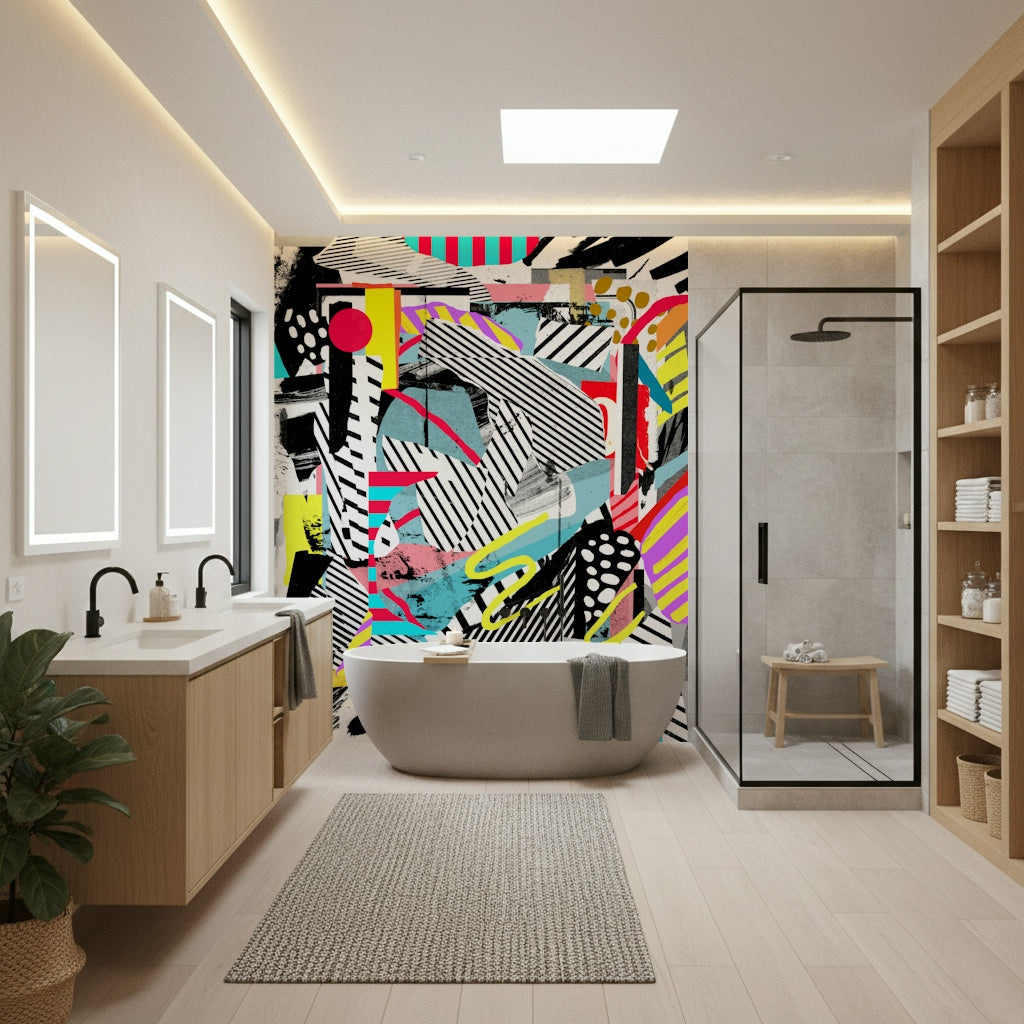 A contemplative gentle design wallpaper mural for a feature wall.