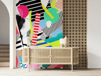 A graceful subtle pattern wall mural in cool, tranquil tones.