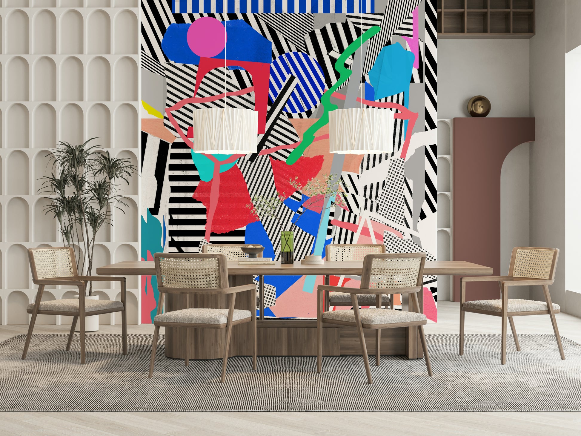 A serene dynamic pattern wall mural for bold decor.