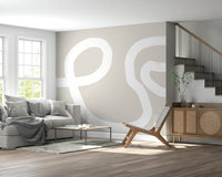 An artistic minimalist form mural for home decor.