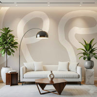 A calming abstract design wallpaper mural that defines a space.