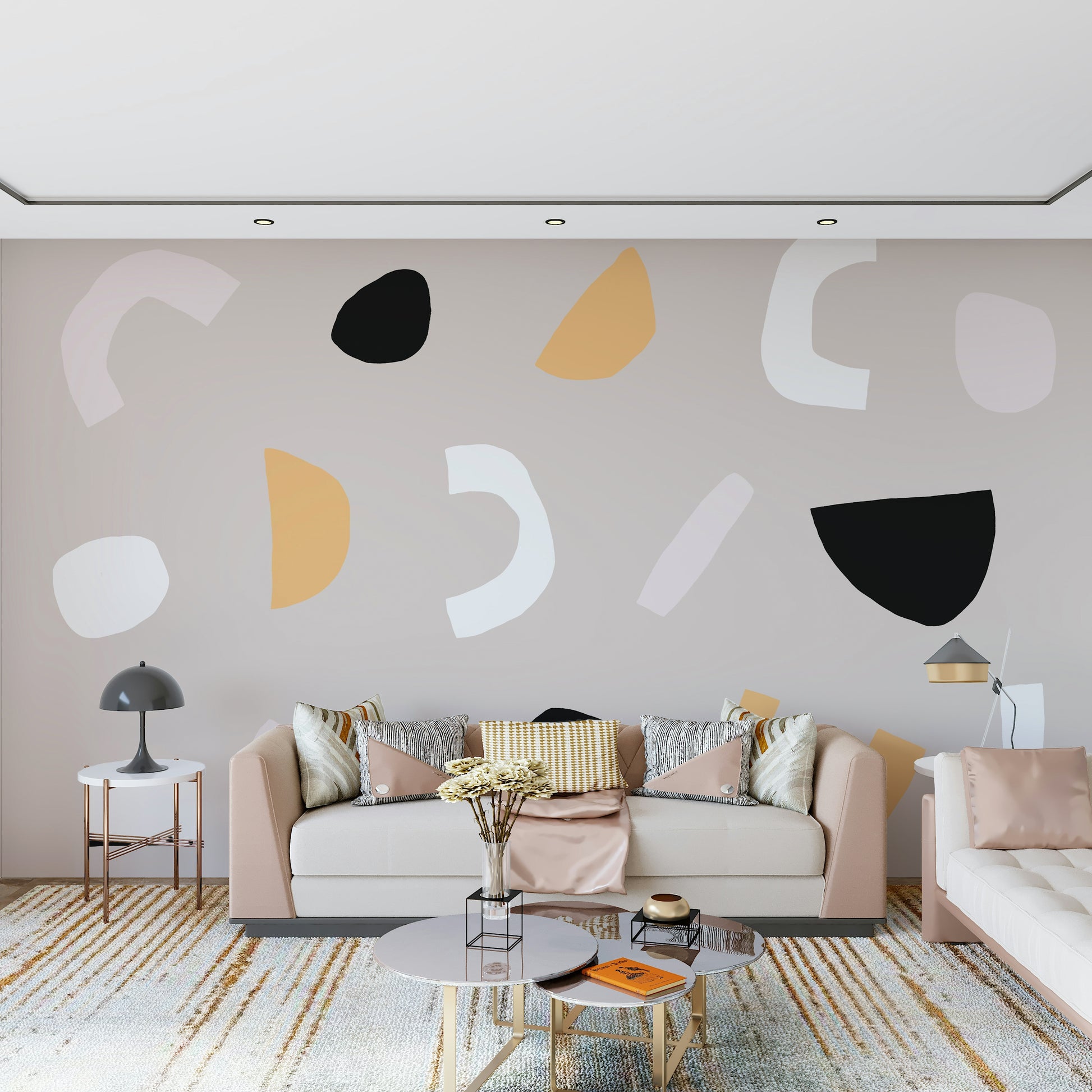 A beautiful modern art wall mural for a living room.