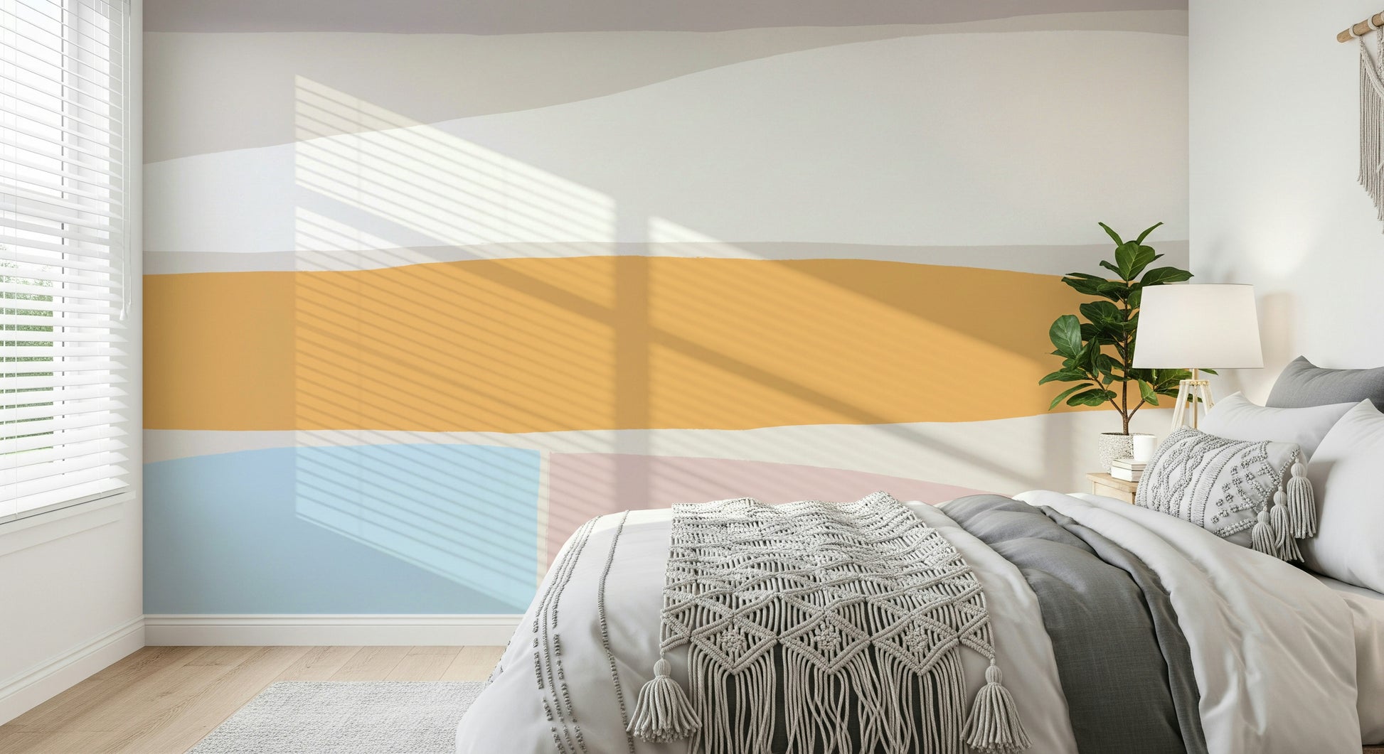 A contemplative subtle abstract wallpaper mural for a feature wall.