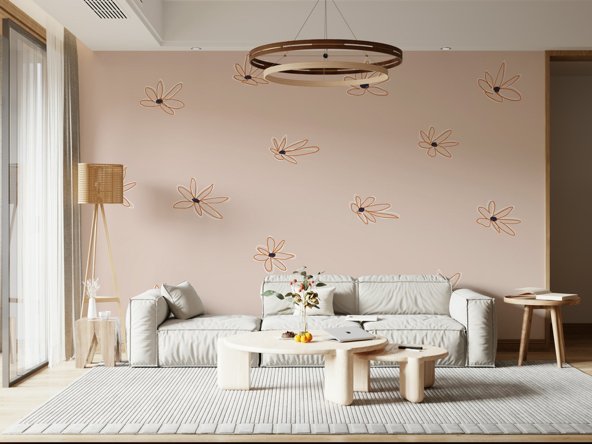 A beautiful subtle floral wallpaper mural for a modern home.