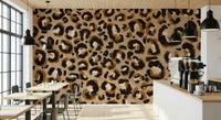 A classic leopard print wallpaper for walls with a rustic feel.