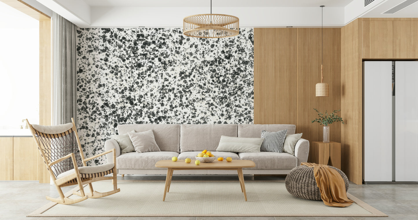 A contemplative dramatic splatter wallpaper mural for a feature wall.