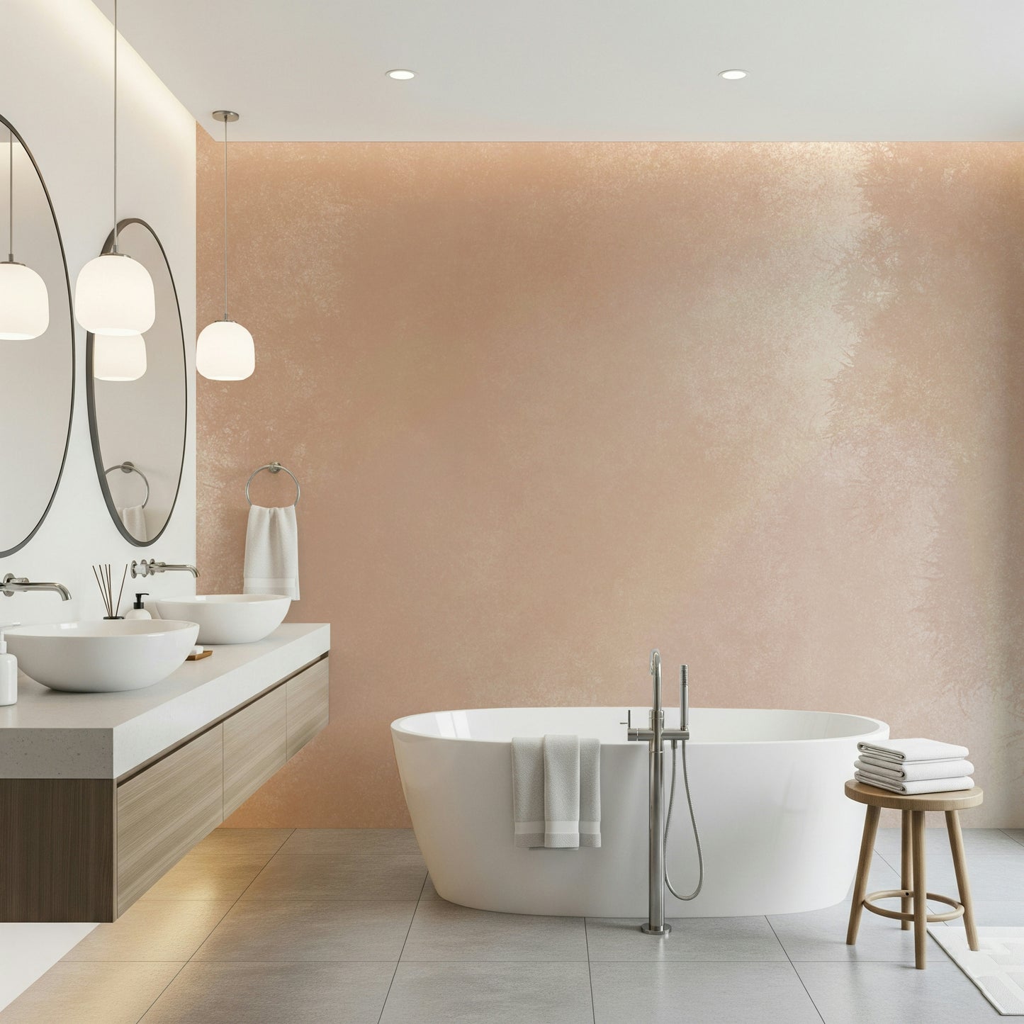 A calming abstract design wallpaper mural that defines a space.