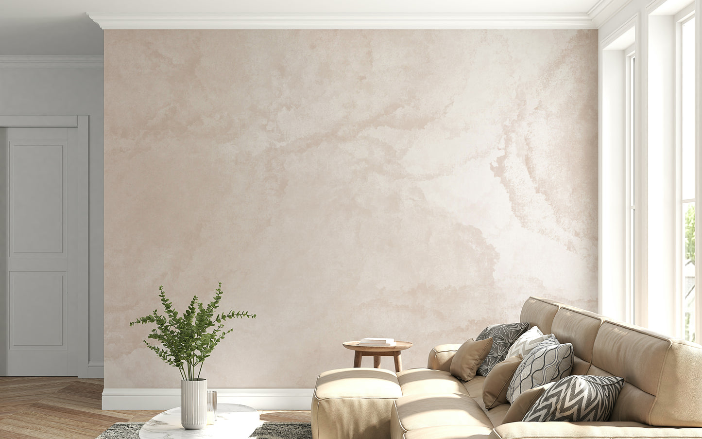 A graceful subtle pattern wall mural in soft, elegant tones.