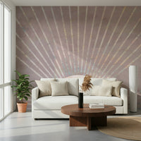 A peaceful open sky mural on decorative wallpaper.