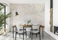 A graceful subtle shape wall mural in cool, tranquil tones.