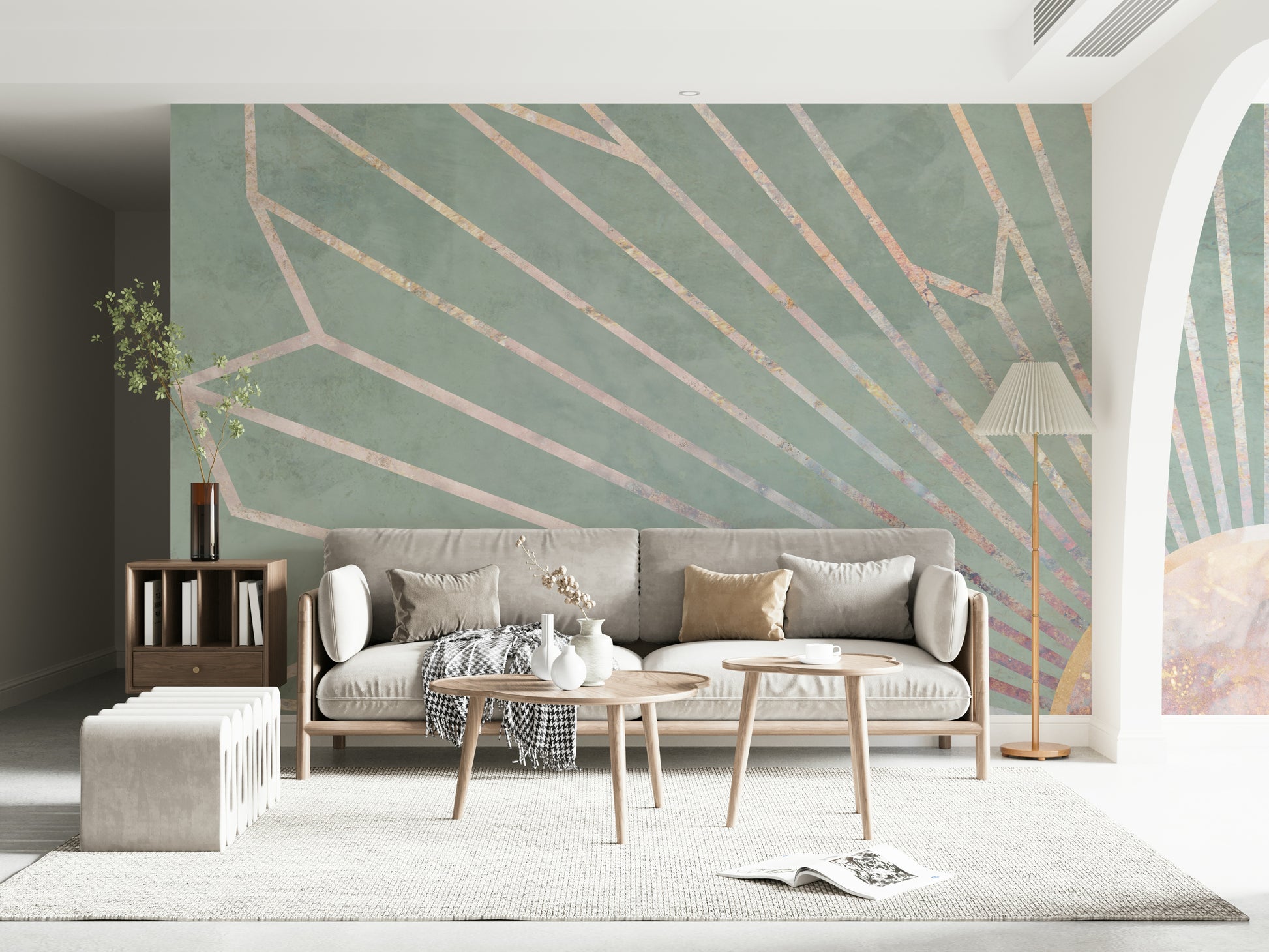 A contemplative gentle design wallpaper mural for a feature wall.