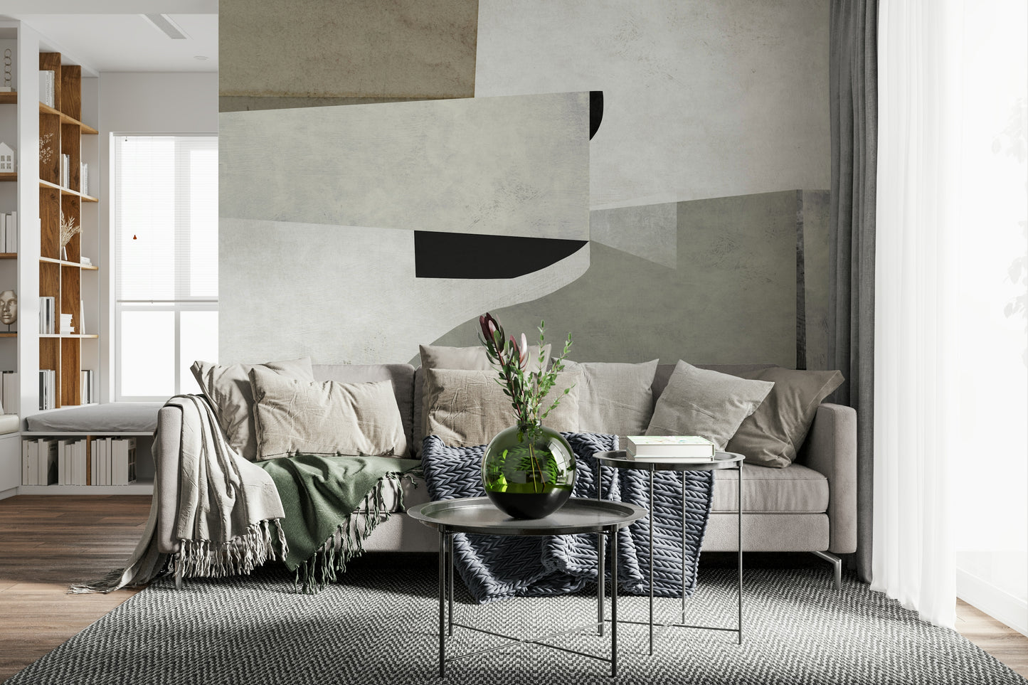 A beautiful abstract geometric wallpaper mural for a modern home.