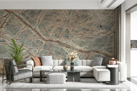 A calming abstract design wallpaper mural that defines a space.