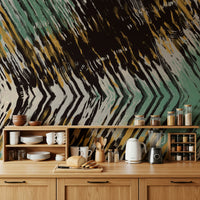 A calming abstract design wallpaper mural that defines a space.
