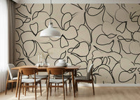 A beautiful modern art wall mural of delicate lines.