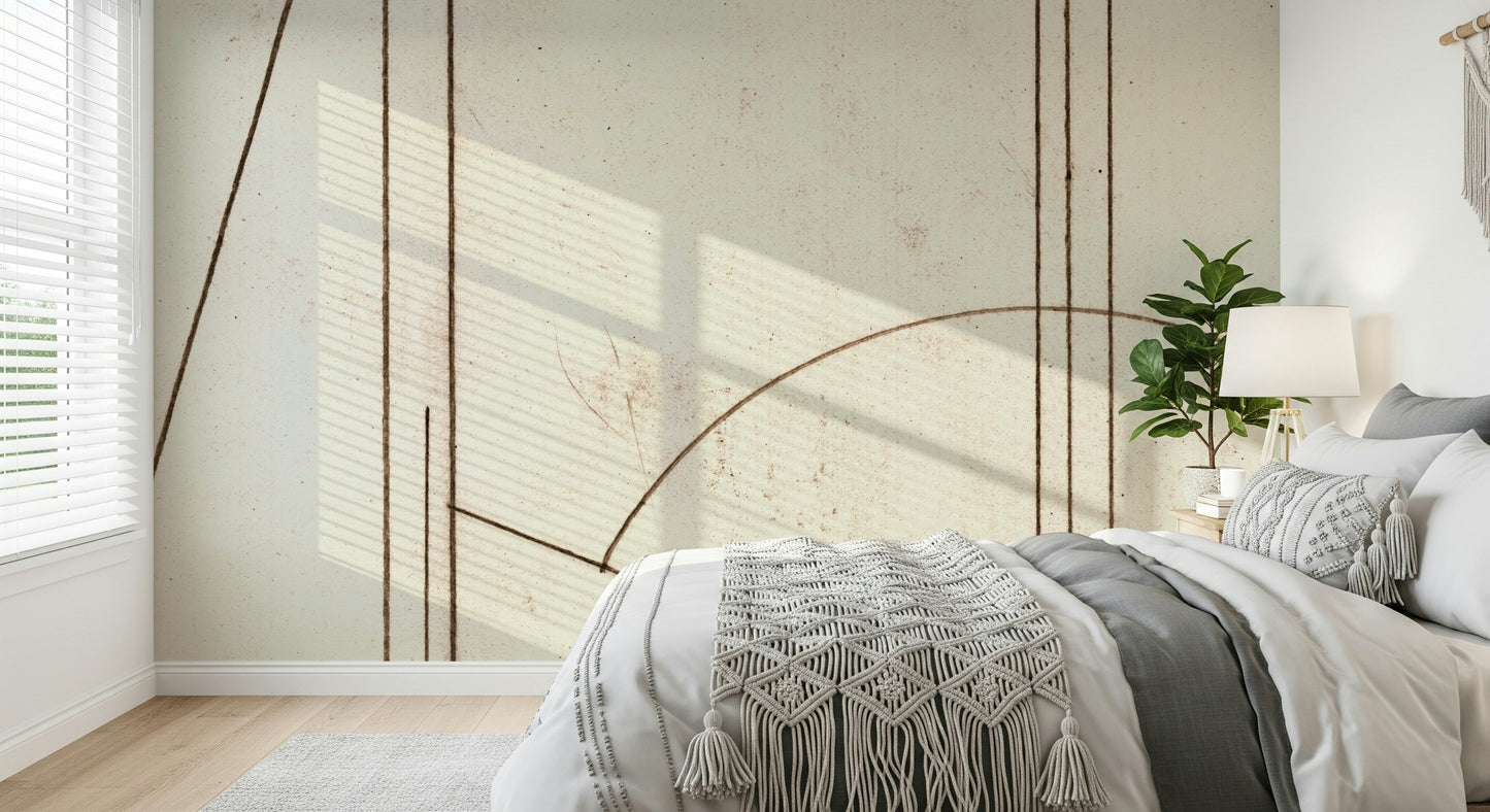 A graceful subtle pattern wall mural in cool, tranquil tones.