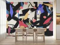 A graceful subtle pattern wall mural in cool, tranquil tones.