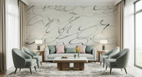 An artistic soft focus mural on minimalist wallpaper.